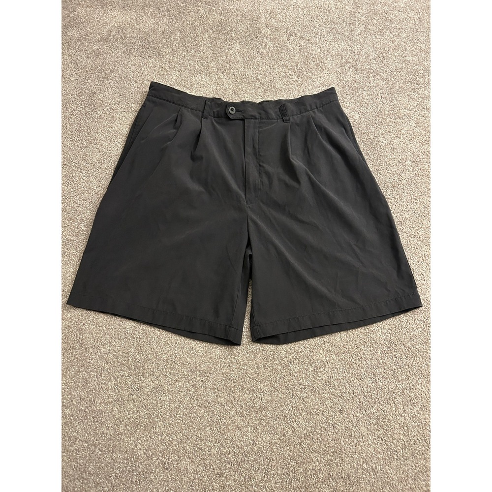 VTG Brandini Pleated Shorts Mens 36 Black Excellent‎ Nylon Blend Casual Summer
